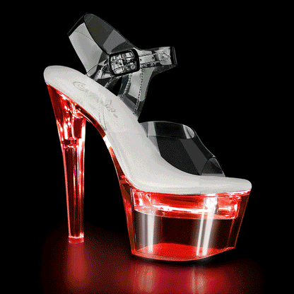 Pleaser FLASHDANCE-708 Clear Platform Sandals - 7 Inch Heels