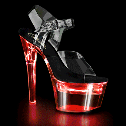 FLASHDANCE-708 Pleaser Clear 7 Inch Exotic Dancer Platform Shoes Clear-Black Clear