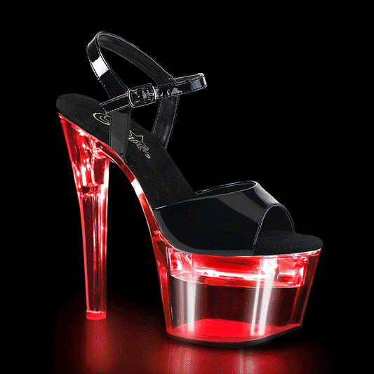 FLASHDANCE-709 7 Inch Heel Black Clear Pole Dancer Platform Shoes Light Up