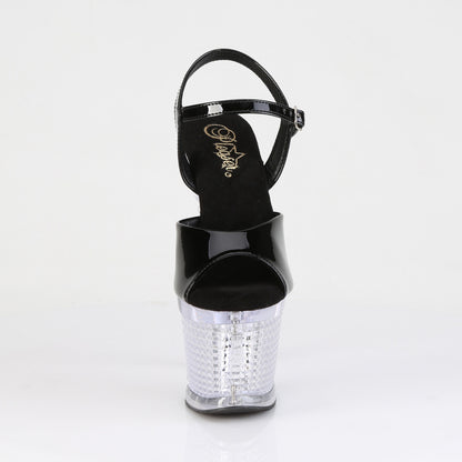 Pleaser FLASHDANCE-709SPEC Black / Clear Platform Sandals - 7 Inch Heels