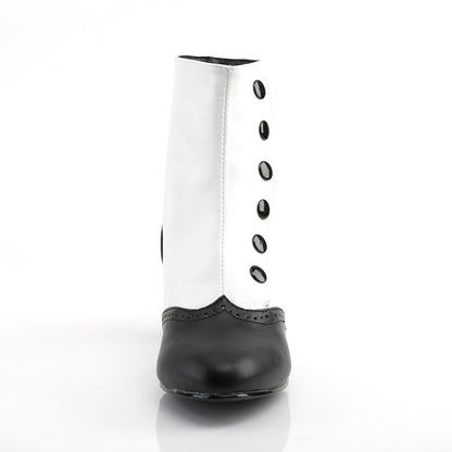 Bordello FLORA-1023 White-Black Ankle Boots - 2 Inch Heels