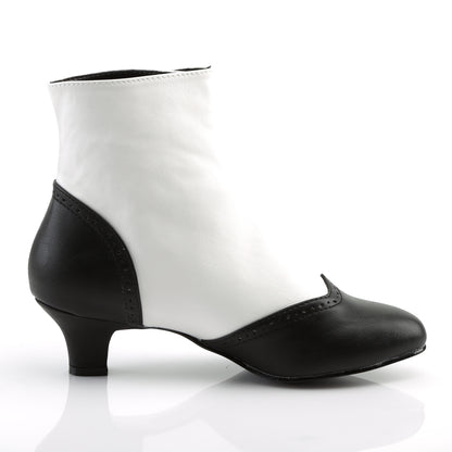 Bordello FLORA-1023 White-Black Ankle Boots - 2 Inch Heels
