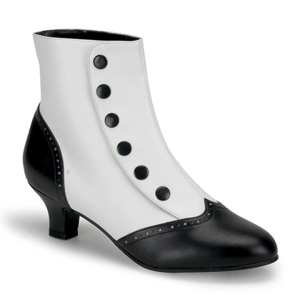 Bordello FLORA-1023 White-Black Ankle Boots - 2 Inch Heels