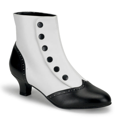 FLORA-1023 Bordello White 2 Inch Burlesque Boots White-Black Pu