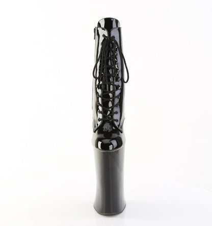 Pleaser FORBIDDEN-1020 Black Lace-Up Platform Ankle Boots - 11 Inch Heels