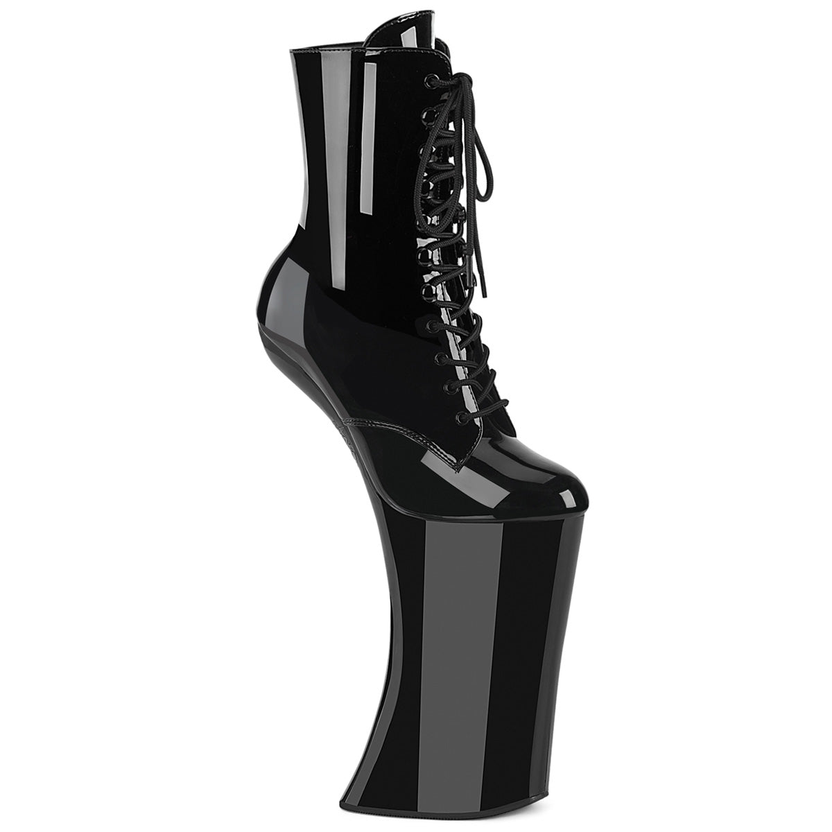 Pleaser FORBIDDEN-1020 Black Lace-Up Platform Ankle Boots - 11 Inch Heels