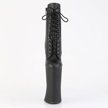 Pleaser FORBIDDEN-1020 Black / Black Matte Lace-Up Platform Ankle Boots - 11 Inch Heels