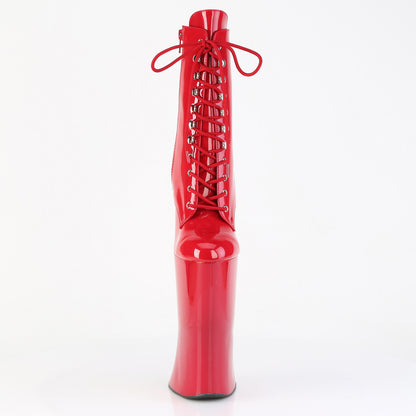 Pleaser FORBIDDEN-1020 Red Lace-Up Platform Ankle Boots - 11 Inch Heels