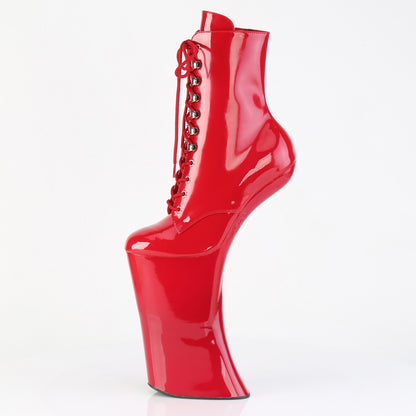 Pleaser FORBIDDEN-1020 Red Lace-Up Platform Ankle Boots - 11 Inch Heels