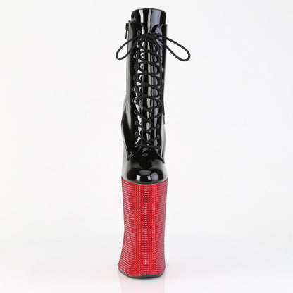 FORBIDDEN-1020BEJ Pleaser Black Red 11 Inch Exotic Dance Ankle Boots