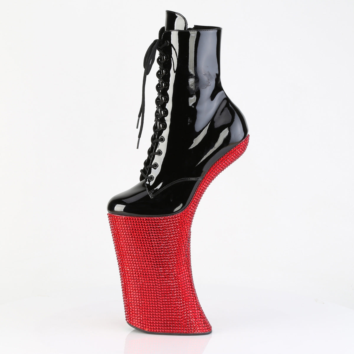 FORBIDDEN-1020BEJ Pleaser Black Patent/Red Sexy Platform Shoes (Pole Dancing Heels)