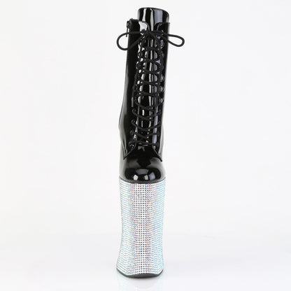 FORBIDDEN-1020BEJ Pleaser Black Silver 11 Inch Strippers Ankle Boots
