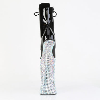 FORBIDDEN-1020BEJ Pleaser Black Silver 11 Inch Strippers Ankle Boots
