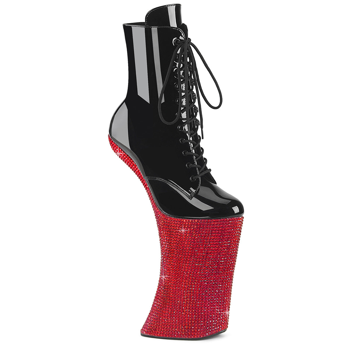 FORBIDDEN-1020BEJ Pleaser Black Patent/Red Sexy Platform Shoes (Pole Dancing Heels)