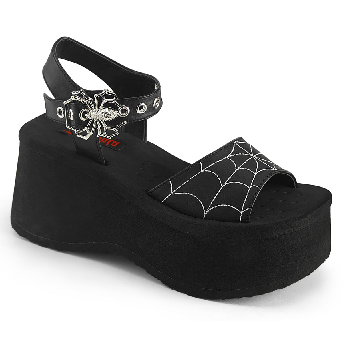 FUNN-10 Demonia Cult Black Alternative Women's Sandals Blk Vegan Leather