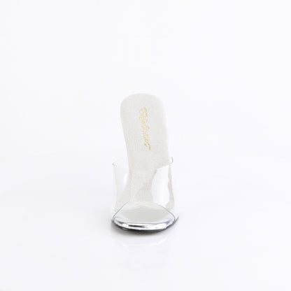 Fabulicious GALA-01DM Clear / Silver Aurora Borealis Rhinestones Rhinestone Mules - 4 1/2 Inch Heels