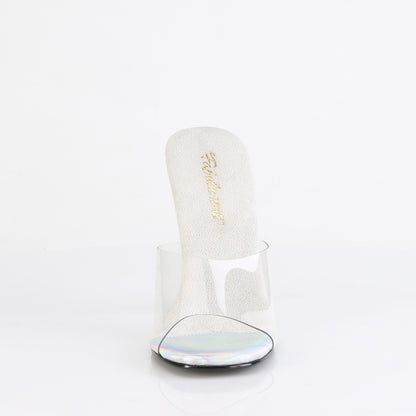 Fabulicious GALA-01DML Clear / Silver Aurora Borealis Rhinestones Rhinestone Mules - 4 1/2 Inch Heels