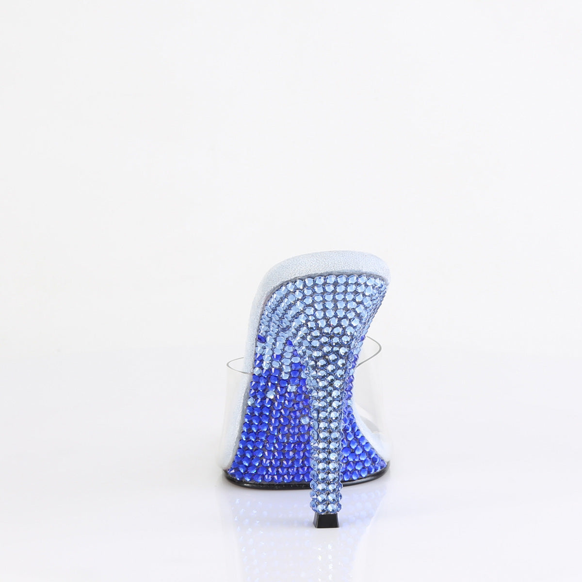 Fabulicious GALA-01DMM Clear / Baby Blue Multicolour Rhinestones Rhinestone Mules - 4 1/2 Inch Heels