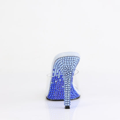 Fabulicious GALA-01DMM Clear / Baby Blue Multicolour Rhinestones Rhinestone Mules - 4 1/2 Inch Heels
