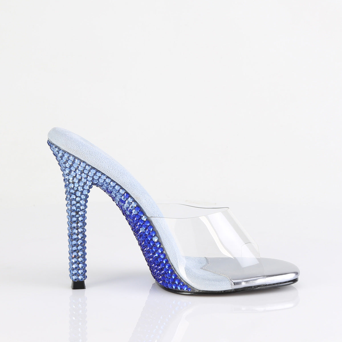 Fabulicious GALA-01DMM Clear / Baby Blue Multicolour Rhinestones Rhinestone Mules - 4 1/2 Inch Heels