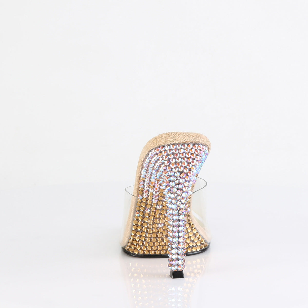 Fabulicious GALA-01DMM Clear / Gold Multicolour Rhinestones Rhinestone Mules - 4 1/2 Inch Heels