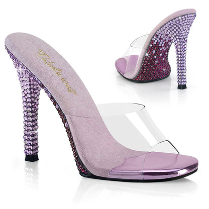 Fabulicious GALA-01DMM Clear / Lavender Multicolour Rhinestones Rhinestone Mules - 4 1/2 Inch Heels