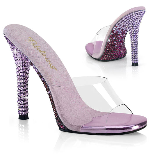 Fabulicious GALA-01DMM Clear / Lavender Multicolour Rhinestones Rhinestone Mules - 4 1/2 Inch Heels
