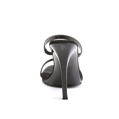 GALA-02 Fabulicious 4.5 Inch Heel Black Satin Sexy Shoes with Double Toe Strap