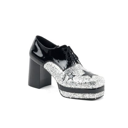 GLAMROCK-02 Funtasma Black Pat-Silver Gltr Men's Shoes