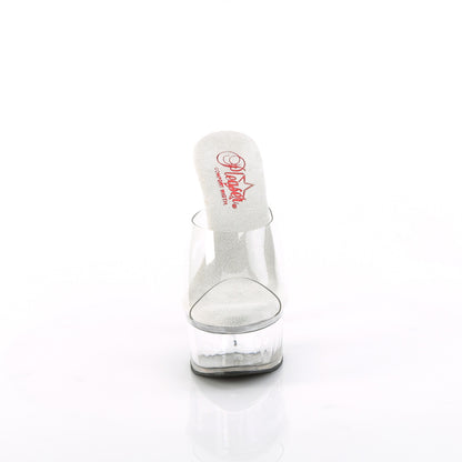 Pleaser GLEAM-601 Clear Platform Mules - 6 Inch Heels