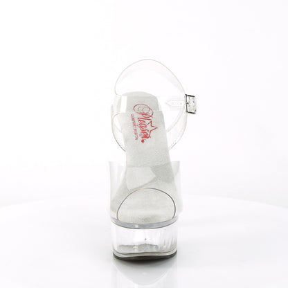 Pleaser GLEAM-608 Clear Platform Sandals - 6 Inch Heels
