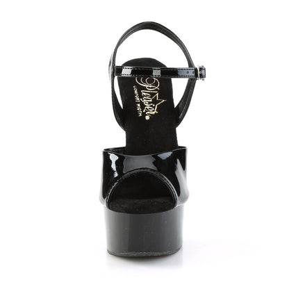 Pleaser GLEAM-609 Black Platform Sandals - 6 Inch Heels