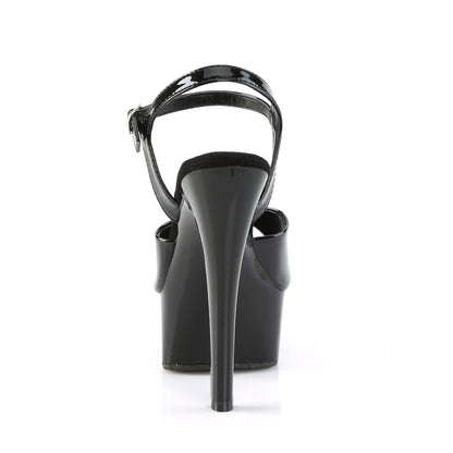 Pleaser GLEAM-609 Black Platform Sandals - 6 Inch Heels