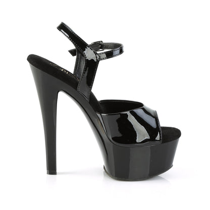 Pleaser GLEAM-609 Black Platform Sandals - 6 Inch Heels