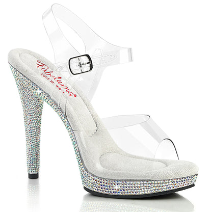 Fabulicious GLORY-508DM Clear / Silver Multicolour Rhinestones Rhinestone Platform Sandals - 5 Inch Heels