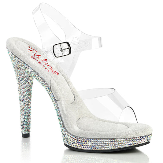 Fabulicious GLORY-508DM Clear / Silver Multicolour Rhinestones Rhinestone Platform Sandals - 5 Inch Heels