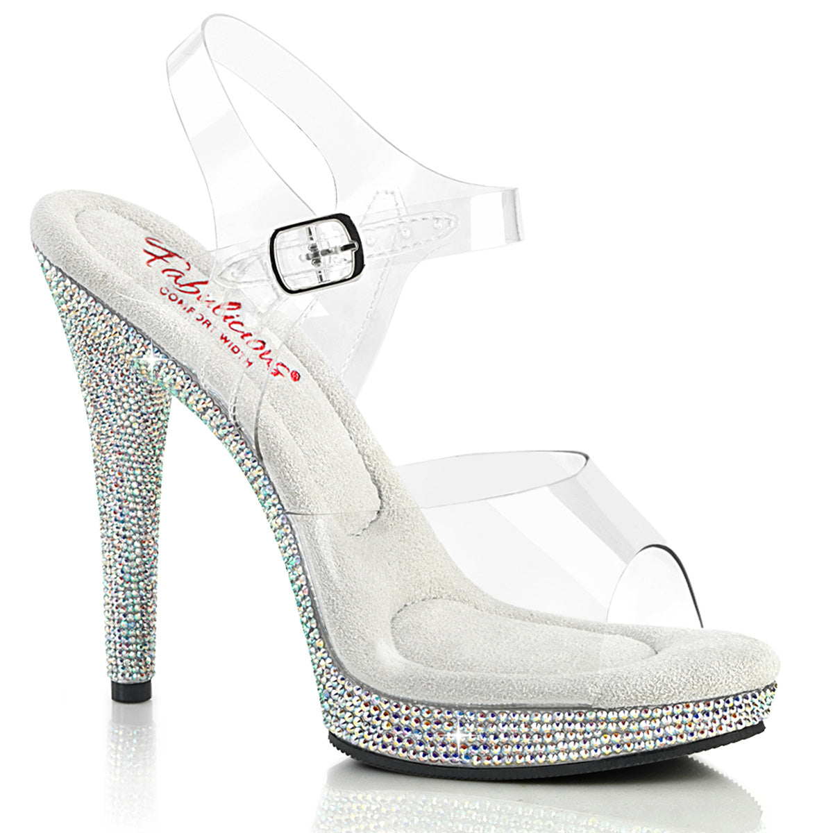 GLORY-508DM Fabulicious Transparent Bling 5 Inch Fitness Stage Shoes Clear Silver Multi RS