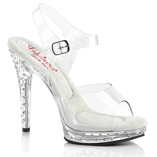 Fabulicious GLORY-508SDT Clear Rhinestone Platform Sandals - 5 Inch Heels