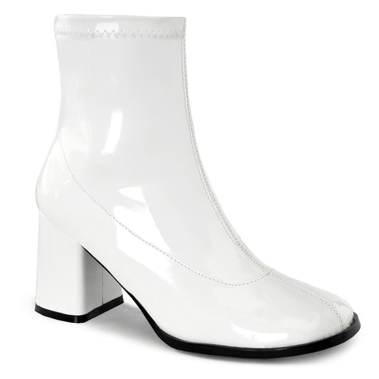 Funtasma GOGO-150 White Ankle Boots - 3 Inch Heels