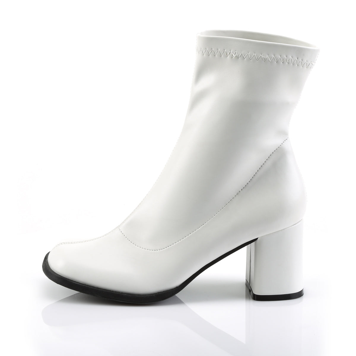 Funtasma GOGO-150 White Ankle Boots - 3 Inch Heels