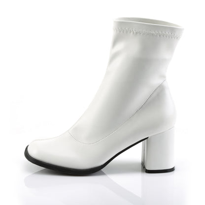 Funtasma GOGO-150 White Ankle Boots - 3 Inch Heels