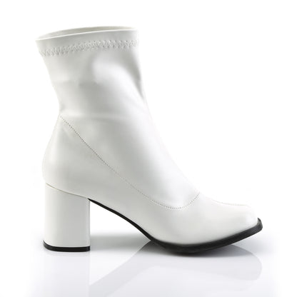 Funtasma GOGO-150 White Ankle Boots - 3 Inch Heels