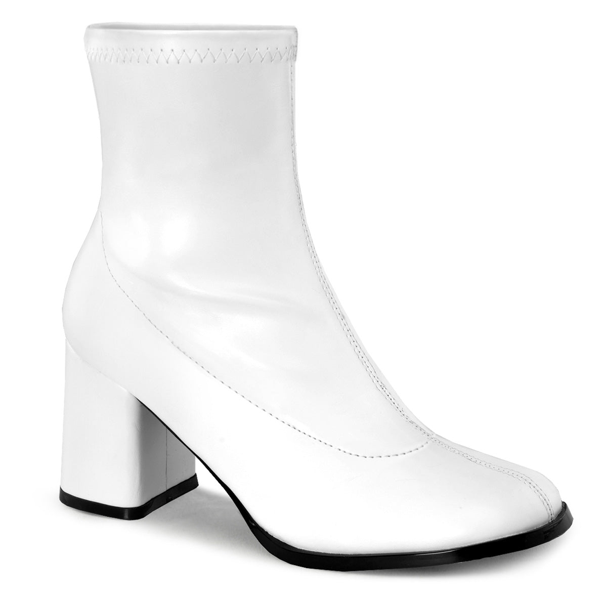 Funtasma GOGO-150 White Ankle Boots - 3 Inch Heels
