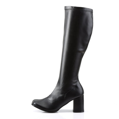 GOGO-300 Pleasers Funtasma 3" Heel Black Stretch Matt Women's Boots