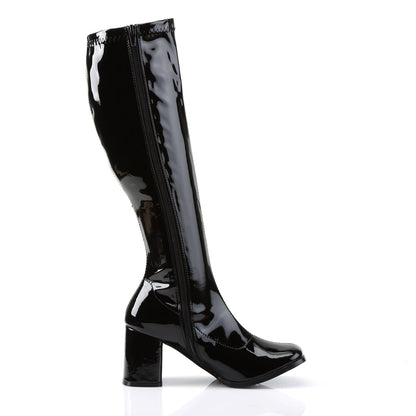 GOGO-300 Pleasers Funtasma 3" Heel Black Stretch Patent Women's Boots