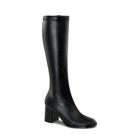 GOGO-300 Pleasers Funtasma 3" Heel Black Stretch Matt Women's Boots