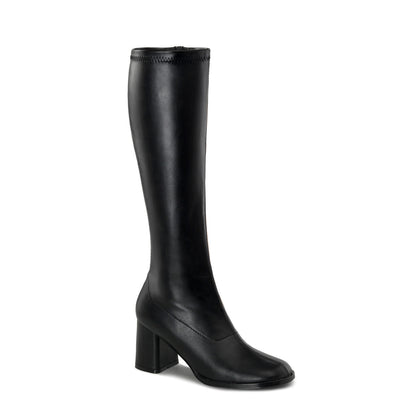 GOGO-300 Pleasers Funtasma 3" Heel Black Stretch Matt Women's Boots