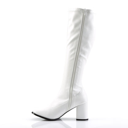 Funtasma GOGO-300 White Boots - 3 Inch Heels