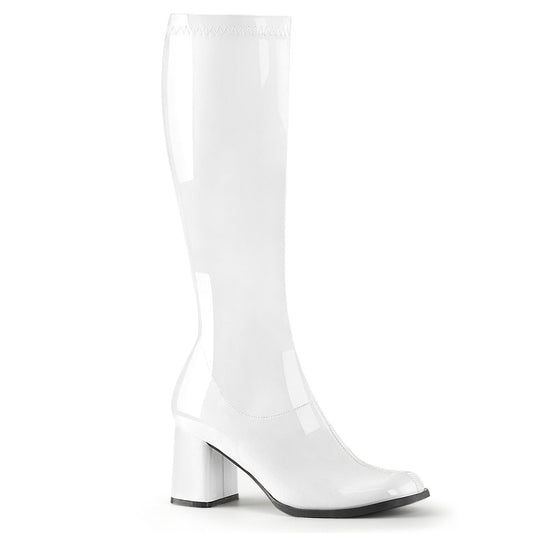 GOGO-300 Pleasers Funtasma 3 Inch Heel White Patent Women's Boots