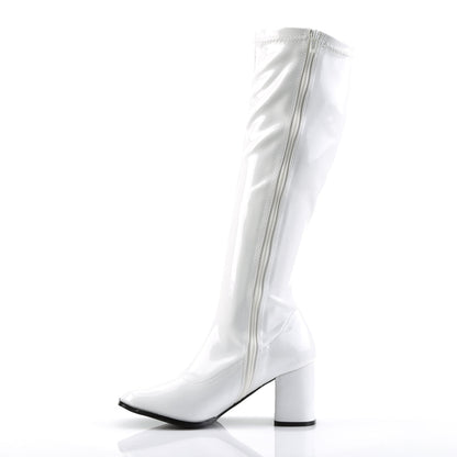 GOGO-300 Pleasers Funtasma 3 Inch Heel White Patent Women's Boots
